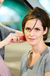 Schauspielerin Gioia Osthoff während des Shootings, Hair and Make Up: Birgit Düvelmeyer; Foto: ©Dieter-Duevelmeyer